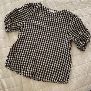 Oak + Fort Gingham Puffer Blouse